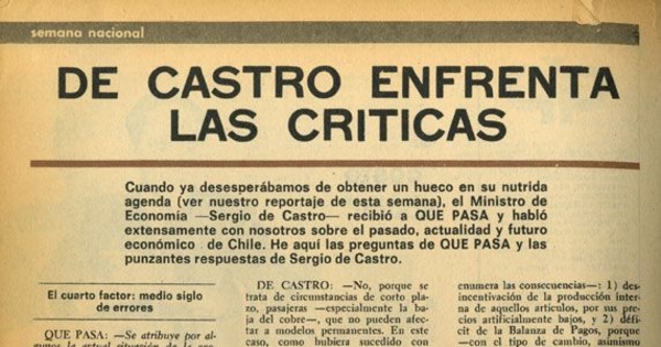 De Castro enfrenta las críticas
