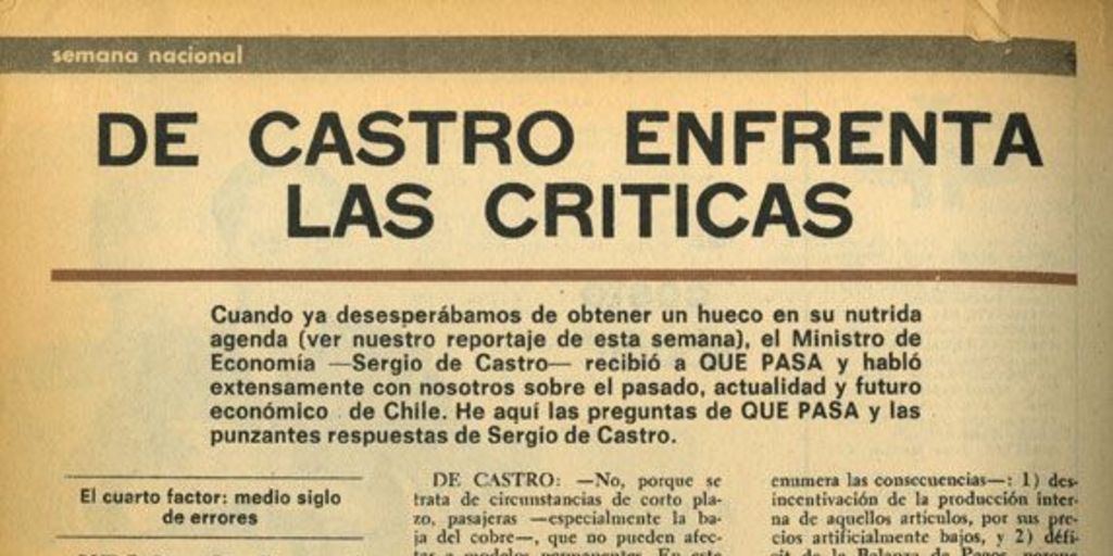 De Castro enfrenta las críticas