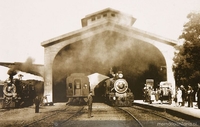 Estación de Talca, vista de locomotoras y ramal