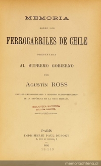 Memoria sobre los Ferrocarriles de Chile presentada al Supremo Gobierno
