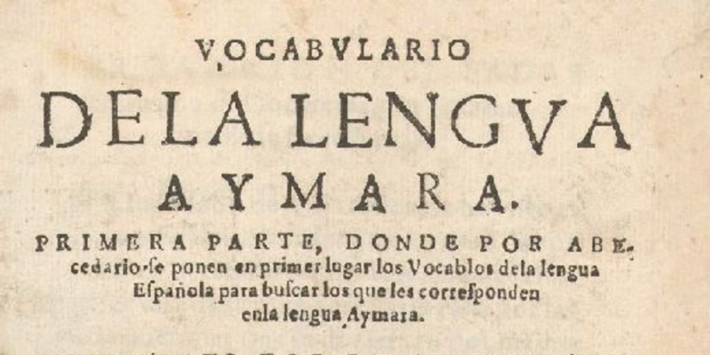 Vocabulario de la lengua aymara