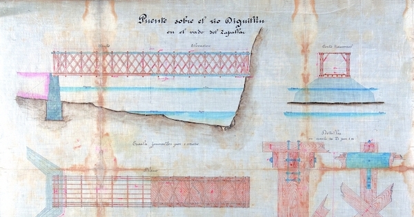 Puente sobre el río Diguillín en el vado del Zapallar, 1889