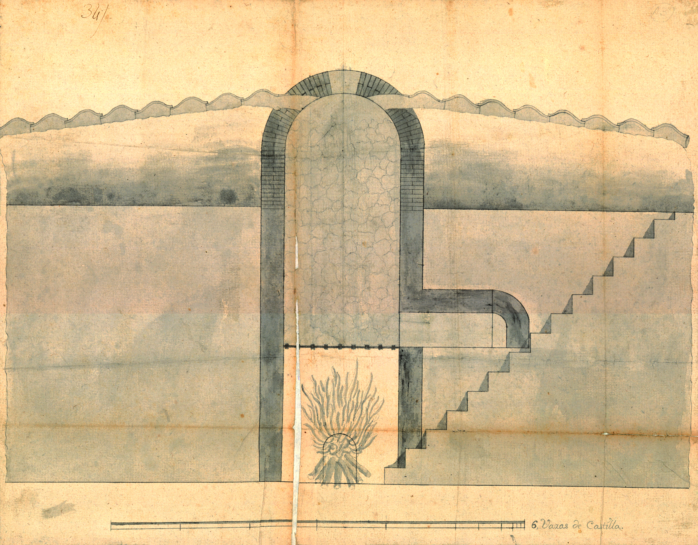 Diseño de horno para la fundición de azogue en el mineral de La Jarilla, 1764