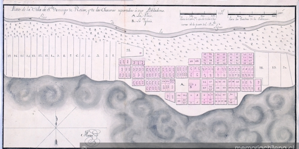 Plano de la villa Santo Domingo de Rozas y de las chacaras repartidas a sus pobladores