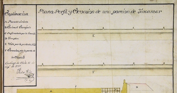 Plano, perfil y elevasión de una porción de Taxamar, 1787
