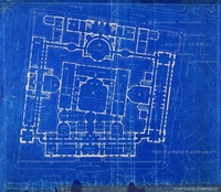 Plano de la Biblioteca Nacional, Museo Histórico y Archivo General, subterráneo, Santiago, 1915