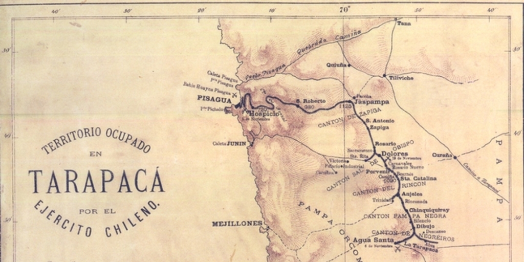 Territorio ocupado en Tarapacá por el ejército chileno [mapa]