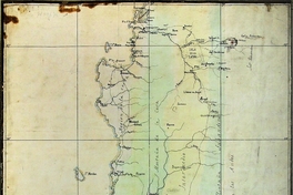 Bosquejo de un mapa de Araucania con indicacion de las cinco regiones naturales en que se halla dividido el territorio indio y de los dos caminos principales que lo atraviesan, 1845