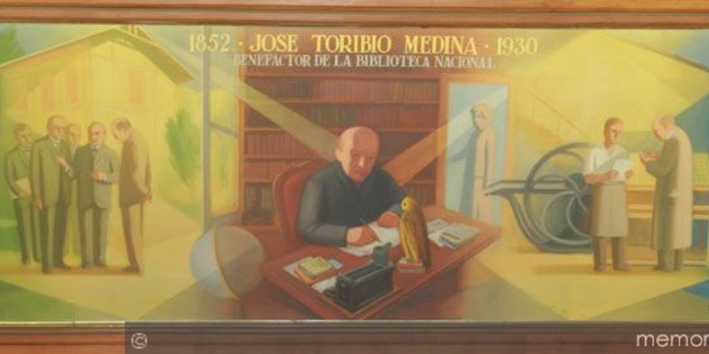 José Toribio Medina, benefactor de la Biblioteca Nacional, pintura de Camilo Mori