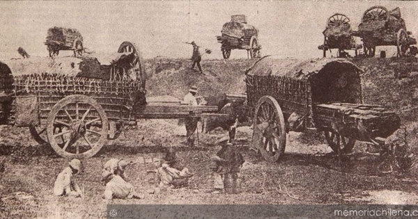 Carretas viajeras de Santiago a Valparaíso, 1862