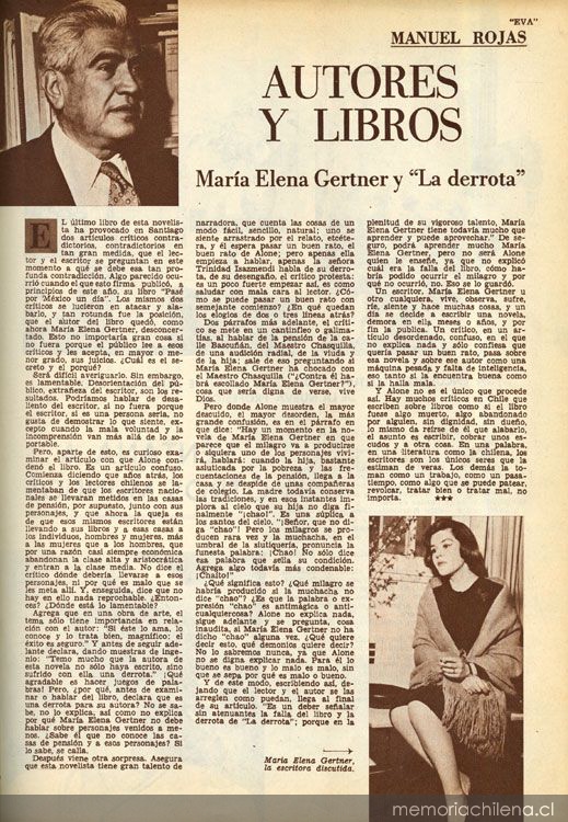 María Elena Gertner y "La derrota"