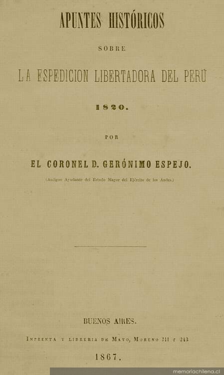 Apuntes históricos sobre la Espedición Libertadora del Perú : 1820