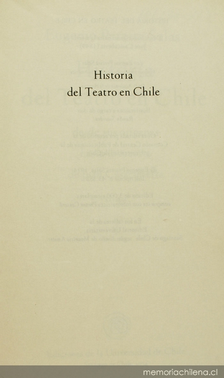 Historia del teatro en Chile: desde sus orígenes hasta la muerte de Juan Casacuberta, 1849