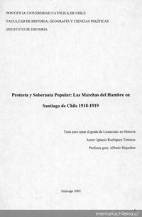 Protesta y soberanía popular: las marchas del hambre en Santiago de Chile 1918-1919