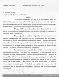Carta, 1880 set. 5, Viña del Mar a Salvador Vergara, Géneve