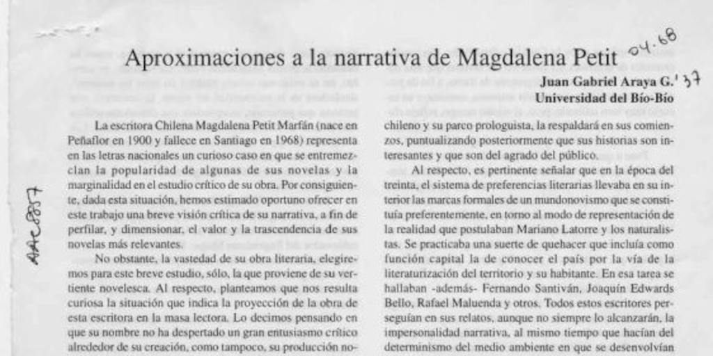 Aproximaciones a la narrativa de Magdalena Petit
