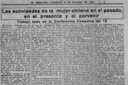 Las actividades de la mujer chilena en el pasado, en el presente y en el porvenir