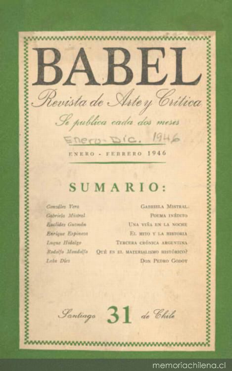 Babel : revista de arte y crítica : número 31, enero-febrero 1946