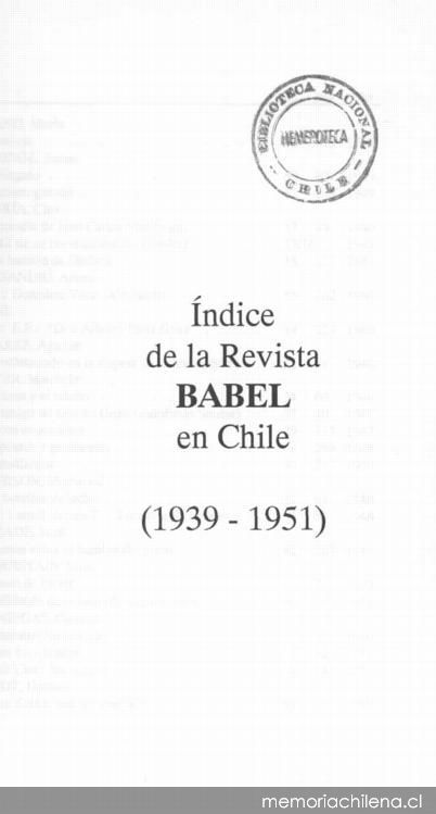 Índice de la Revista Babel en Chile (1939-1951)