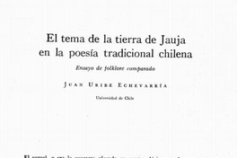 El tema de la tierra de Jauja en la poesía tradicional chilena : ensayo de folklore comparado