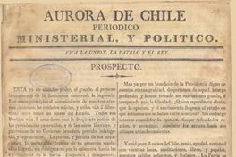 Aurora de Chile : periódico ministerial, y político : prospecto
