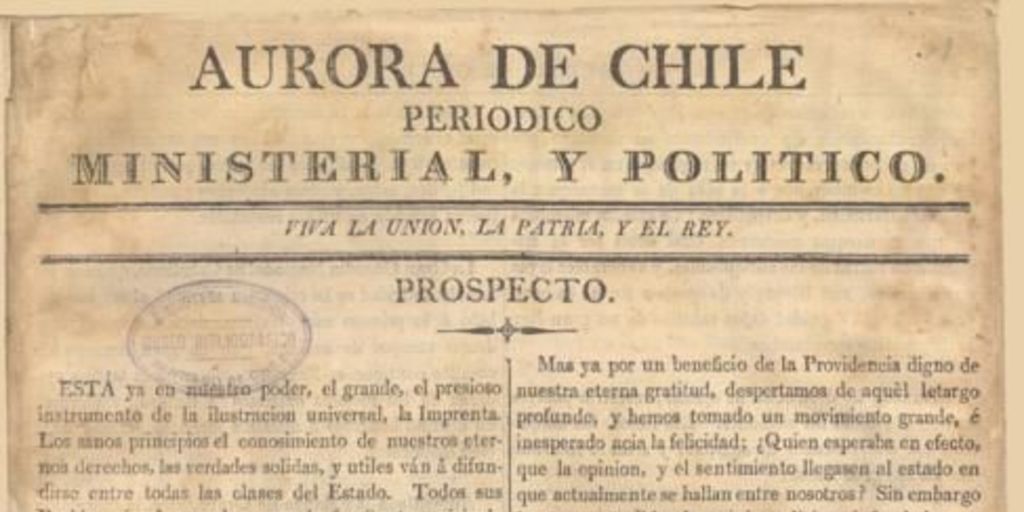 Aurora de Chile : periódico ministerial, y político : prospecto