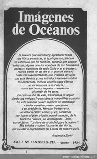 Imágenes de océanos : año 1, n° 7, Antofagasta, agosto 1984