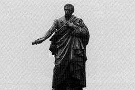 Escultura de bronce realizada en EuropaInaugurada en Santiago el 16 de septiembre de 1860
