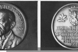 Medalla conmemorativa de José Toribio Medina : homenaje de la Municipalidad de Santiago, 1952