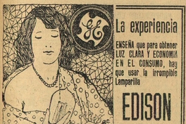 Aviso de lamparilla Edison, 1920.