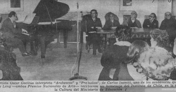 Óscar Gacitúa interpreta "Arabescos" y "Preludios" de Carlos Isamitt, 1975