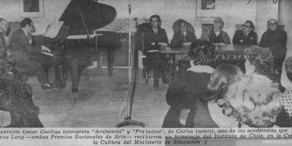 Óscar Gacitúa interpreta "Arabescos" y "Preludios" de Carlos Isamitt, 1975