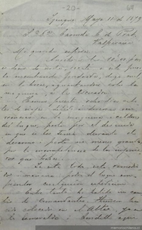 Iquique, 11 de mayo 1879 : carta de Arturo Prat a Carmela Carvajal