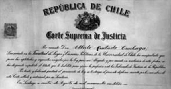 Diploma de abogado de Alberto Hurtado, 1923