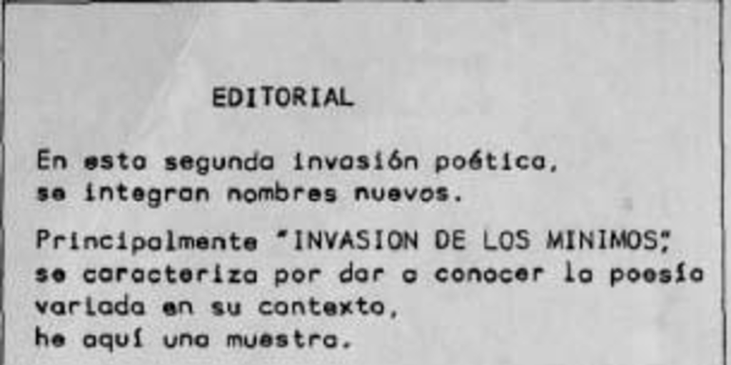 La invasión de los mínimos : n° 2, agosto 1987