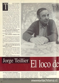 orge Teillier, el loco del pueblo. Hoy, no. 936 (jun. 26, 1995)