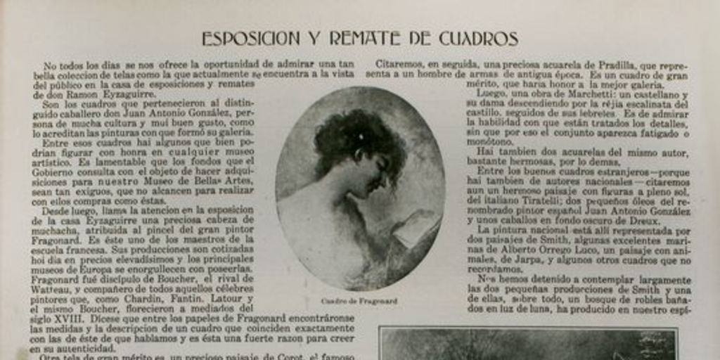 "Exposición y remate de cuadros", Zig-Zag, n.76, 29 de julio de 1906.