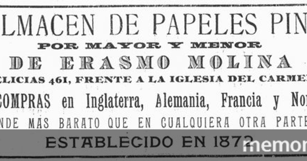 Aviso "Gran almacenes de papeles pintados", Anuario Prado Martínez, 1904-1905, p.147.
