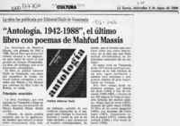 "Antología, 1942-1988", el último libro con poemas de Mahfud Massis