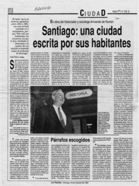 Santiago, una cuidad escrita por sus habitantes  [artículo] Clara Pérez G.