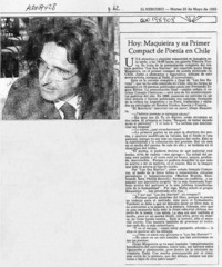 Hoy; Maquieira y su primer compact de poesía en Chile  [artículo].