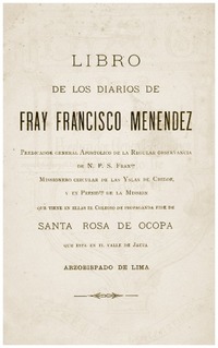 Diarios de Fr. F. Menéndez. Publicados y comentados por Francisco Fonck