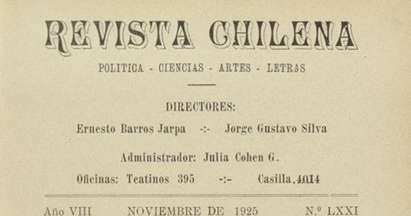 Revista chilena: año 8, número 71, noviembre de 1925