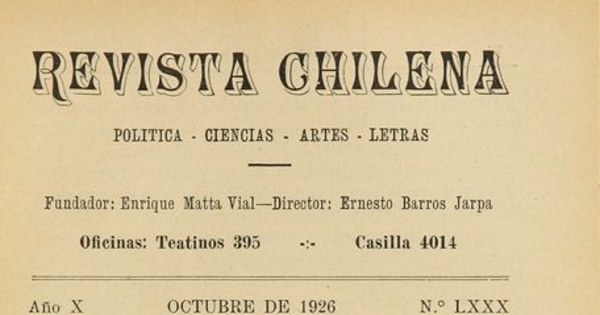 Revista chilena: año 10, número 80, octubre de 1926