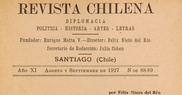 Revista chilena: año 11, números 88-89, agosto-septiembre de 1927