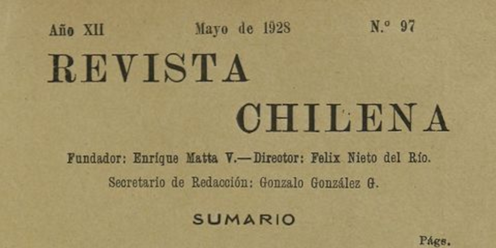 Revista Chilena. Año 12, número 97, mayo de 1928