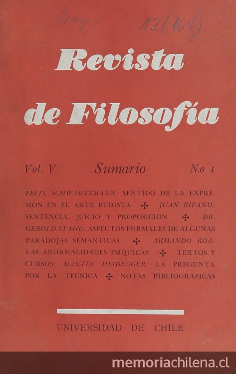 Revista de filosofía Vol.5:no.1 (1958:mayo)-Vol.5:no.3 (1958:dic.)