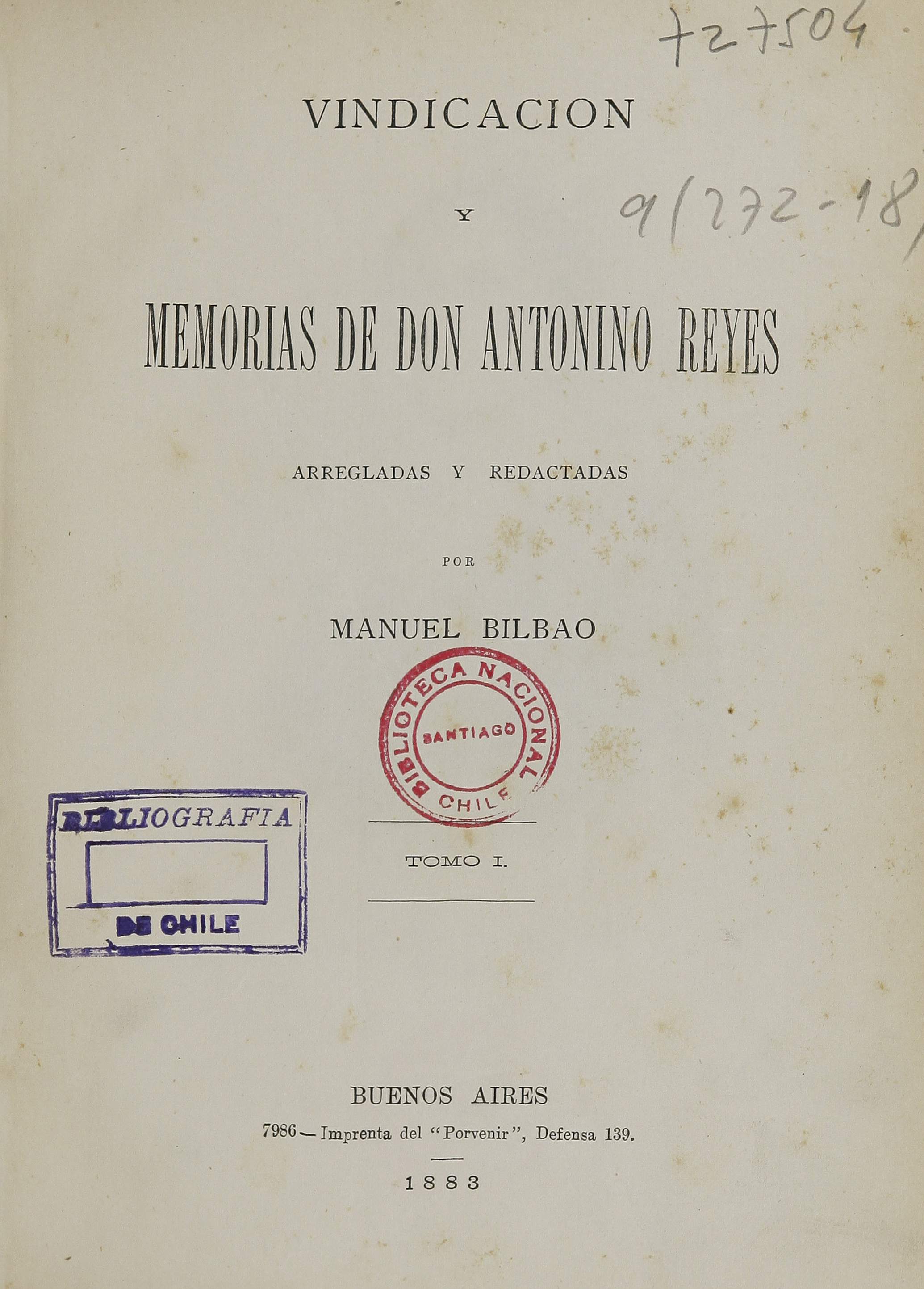 Vindicación y memorias de don Antonino Reyes