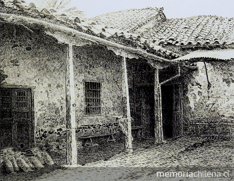 Dibujo de casa de campo - Memoria Chilena, Biblioteca Nacional de Chile