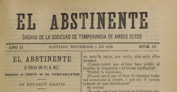 El Abstinente Año II: nº17, 1 de noviembre de 1898